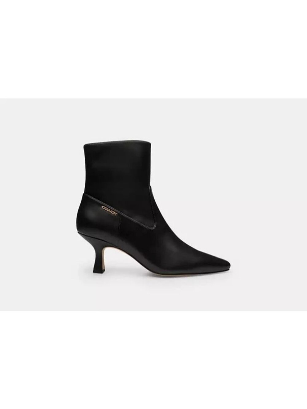 Coach Sculpted C Kitten Heel Booties Women's Size 11 Black Leather Side Zip - Picture 3 of 5